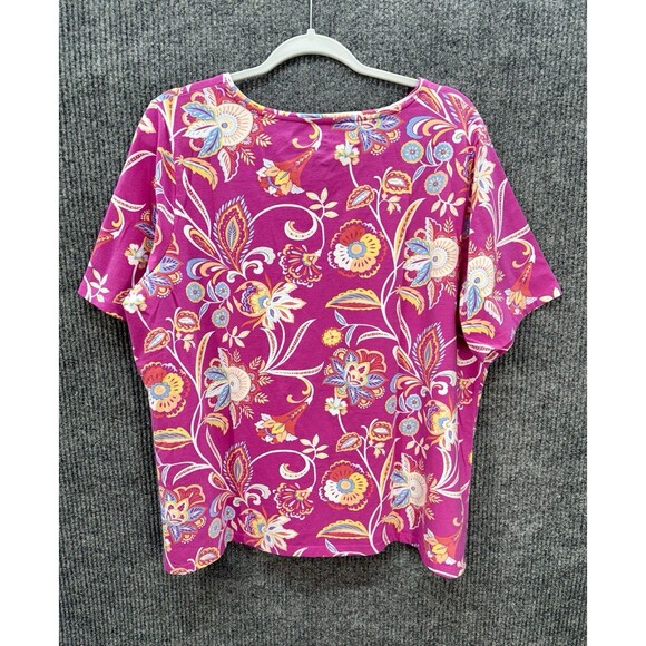Talbots ‘The Talbots Tee’ Shirt Womens 2X Pink Paisley V-Neck Short Sleeve Top - Picture 3 of 7